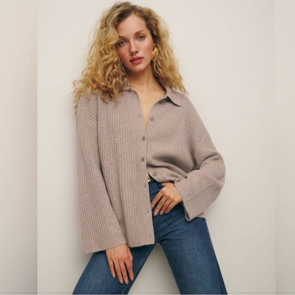Reformation Fantino Cashmere Collared Cardigan Sz M Runs Large